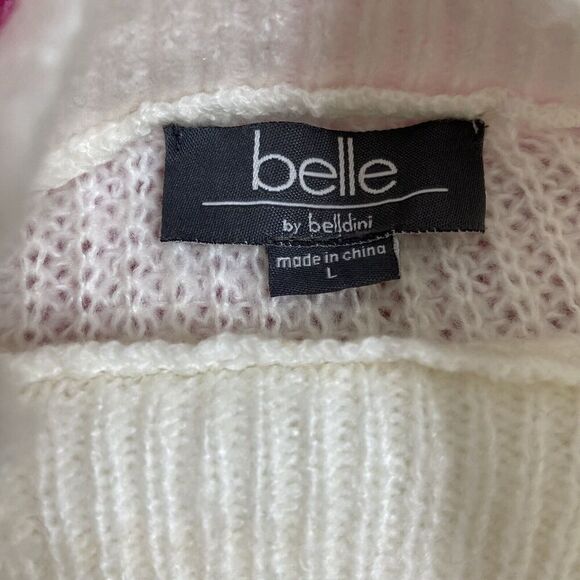 Belle by Belldini Mock Neck Sweater Braid Trim Ivory Size Large - Picture 4 of 9